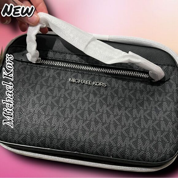 New NWT Michael Kors Jet Set Large Zip Chain Crossbody Purse – Black - Picture 2 of 6